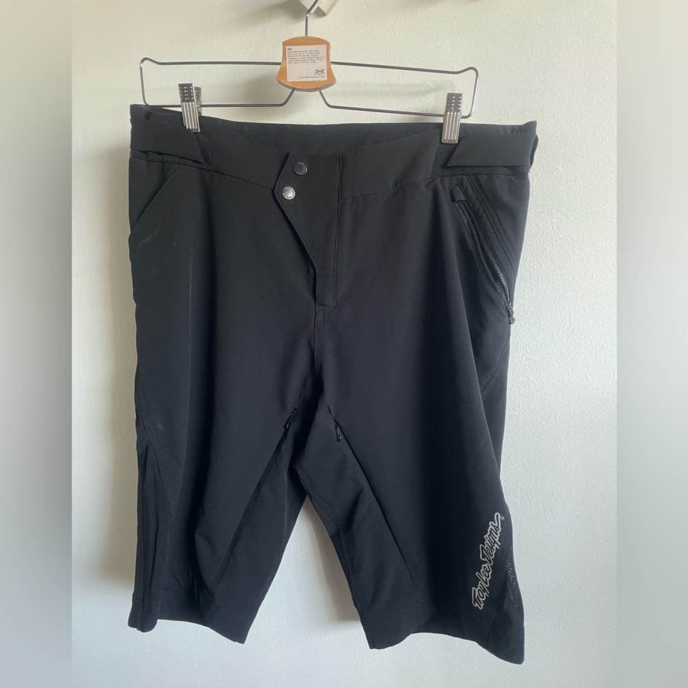 Black Troy Lee Designs mountain bike shorts.